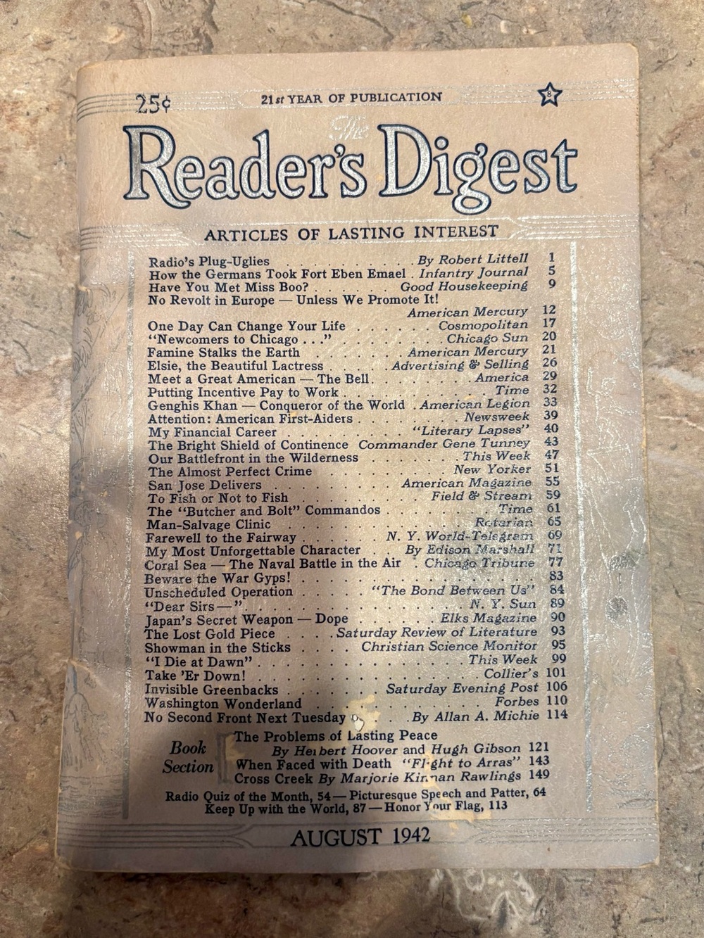 Vintage Reader's Digest August 1942